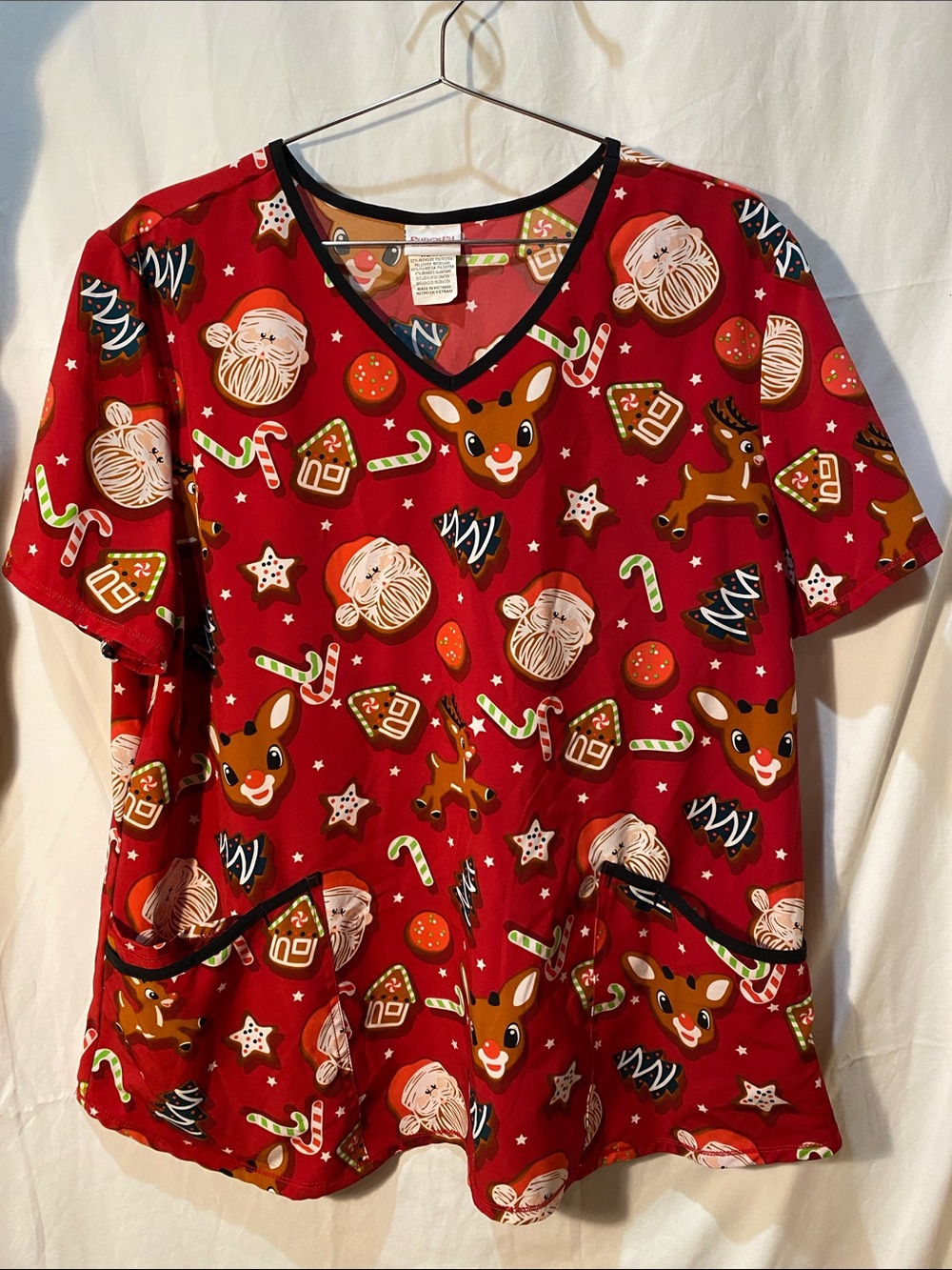 WOMEN'S RUDOLPH THE RED-NOSED REINDEER SCRUBS TOP